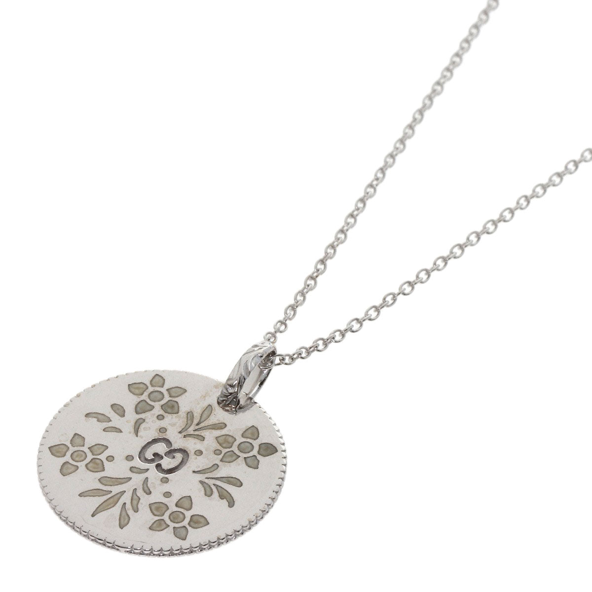 GUCCI Icon Bloom Circle Necklace K18 White Gold Ladies [Used]