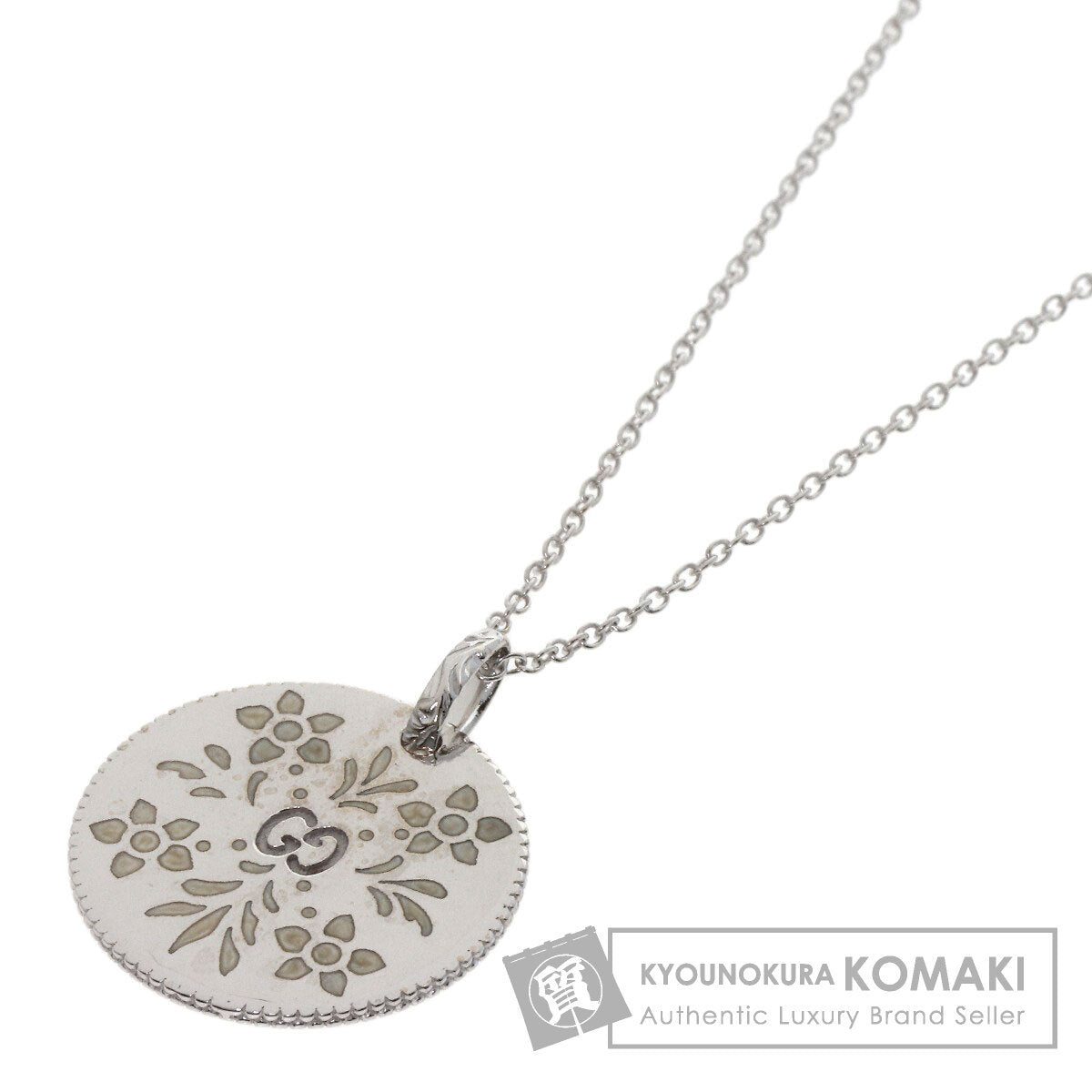 GUCCI Icon Bloom Circle Necklace K18 White Gold Ladies [Used]