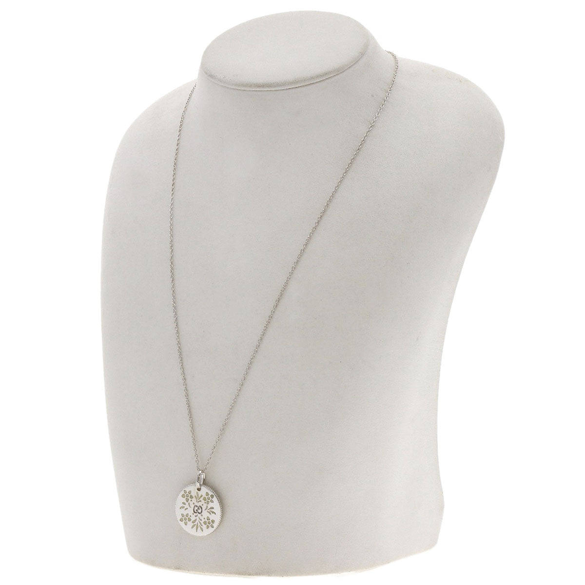 GUCCI Icon Bloom Circle Necklace K18 White Gold Ladies [Used]