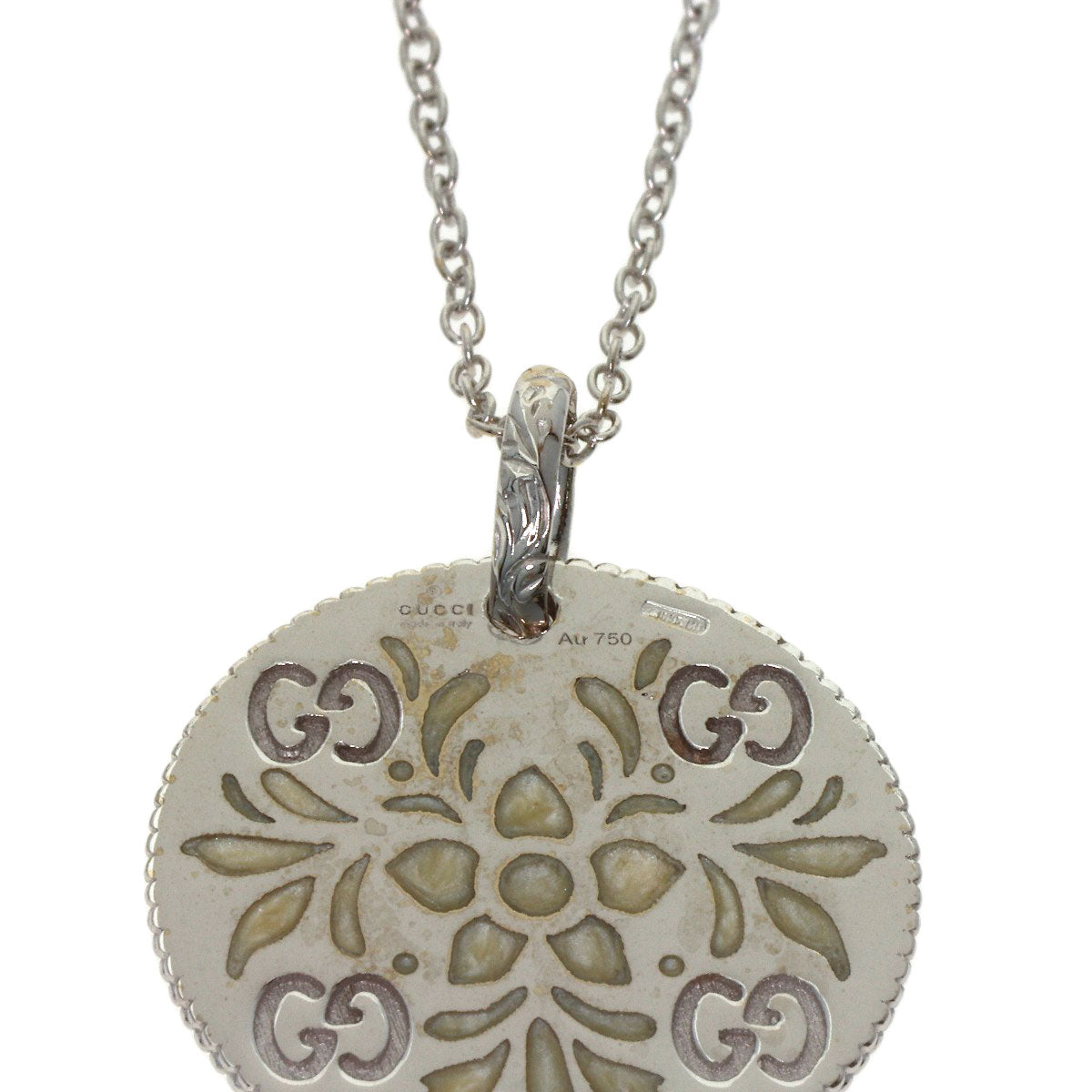 GUCCI Icon Bloom Circle Necklace K18 White Gold Ladies [Used]