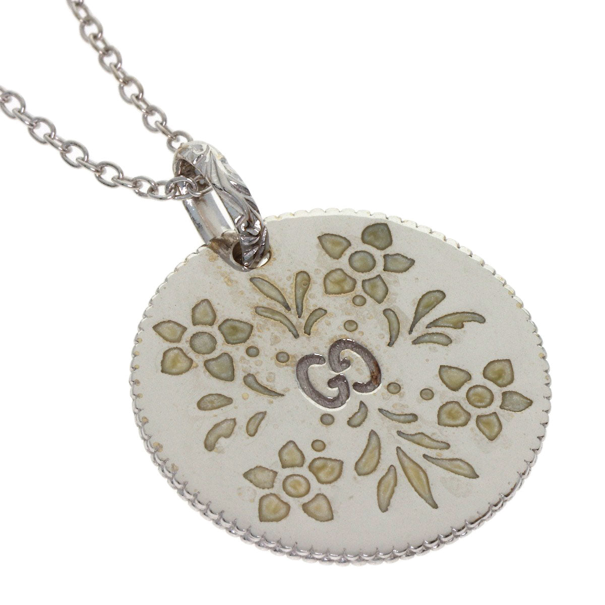 GUCCI Icon Bloom Circle Necklace K18 White Gold Ladies [Used]