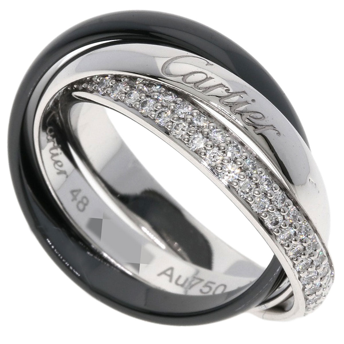 CARTIER Trinity Ceramic Diamond Classic #48 Current Model Ring K18 White Gold Ladies [Used]