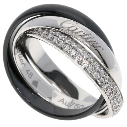CARTIER Trinity Ceramic Diamond Classic #48 Current Model Ring K18 White Gold Ladies [Used]