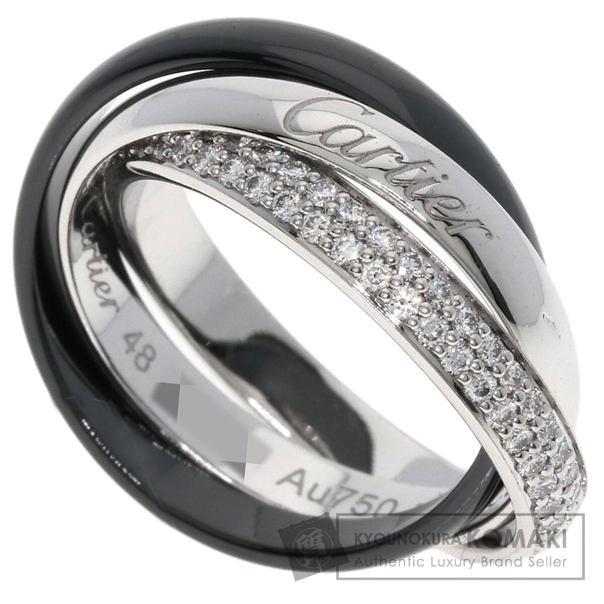 CARTIER Trinity Ceramic Diamond Classic #48 Current Model Ring K18 White Gold Ladies [Used]