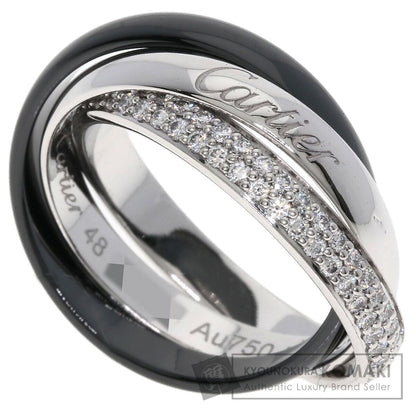 CARTIER Trinity Ceramic Diamond Classic #48 Current Model Ring K18 White Gold Ladies [Used]