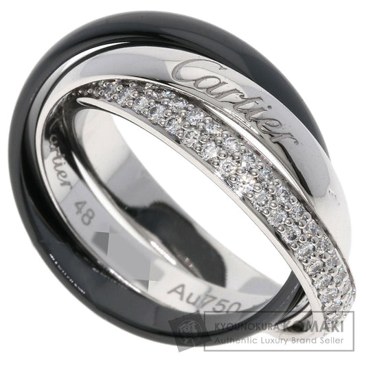 CARTIER Trinity Ceramic Diamond Classic #48 Current Model Ring K18 White Gold Ladies [Used]