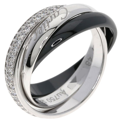 CARTIER Trinity Ceramic Diamond Classic #48 Current Model Ring K18 White Gold Ladies [Used]