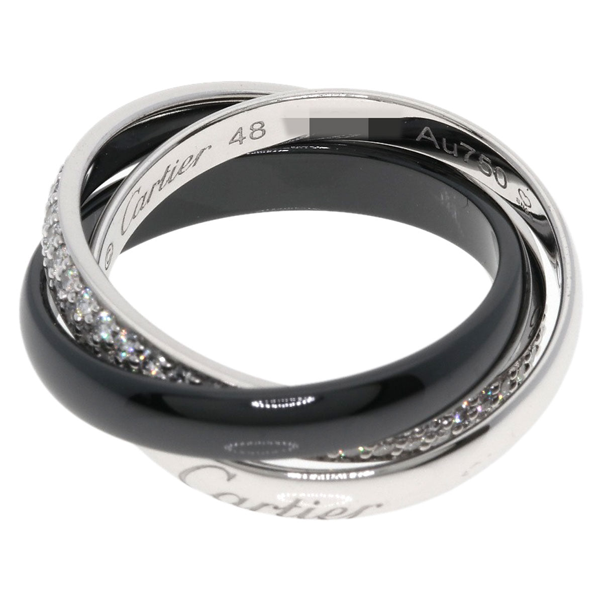 CARTIER Trinity Ceramic Diamond Classic #48 Current Model Ring K18 White Gold Ladies [Used]