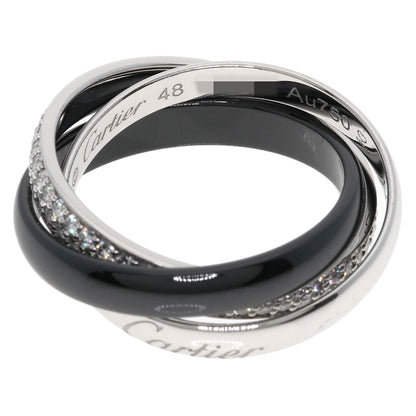 CARTIER Trinity Ceramic Diamond Classic #48 Current Model Ring K18 White Gold Ladies [Used]