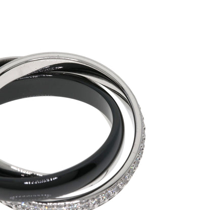 CARTIER Trinity Ceramic Diamond Classic #48 Current Model Ring K18 White Gold Ladies [Used]