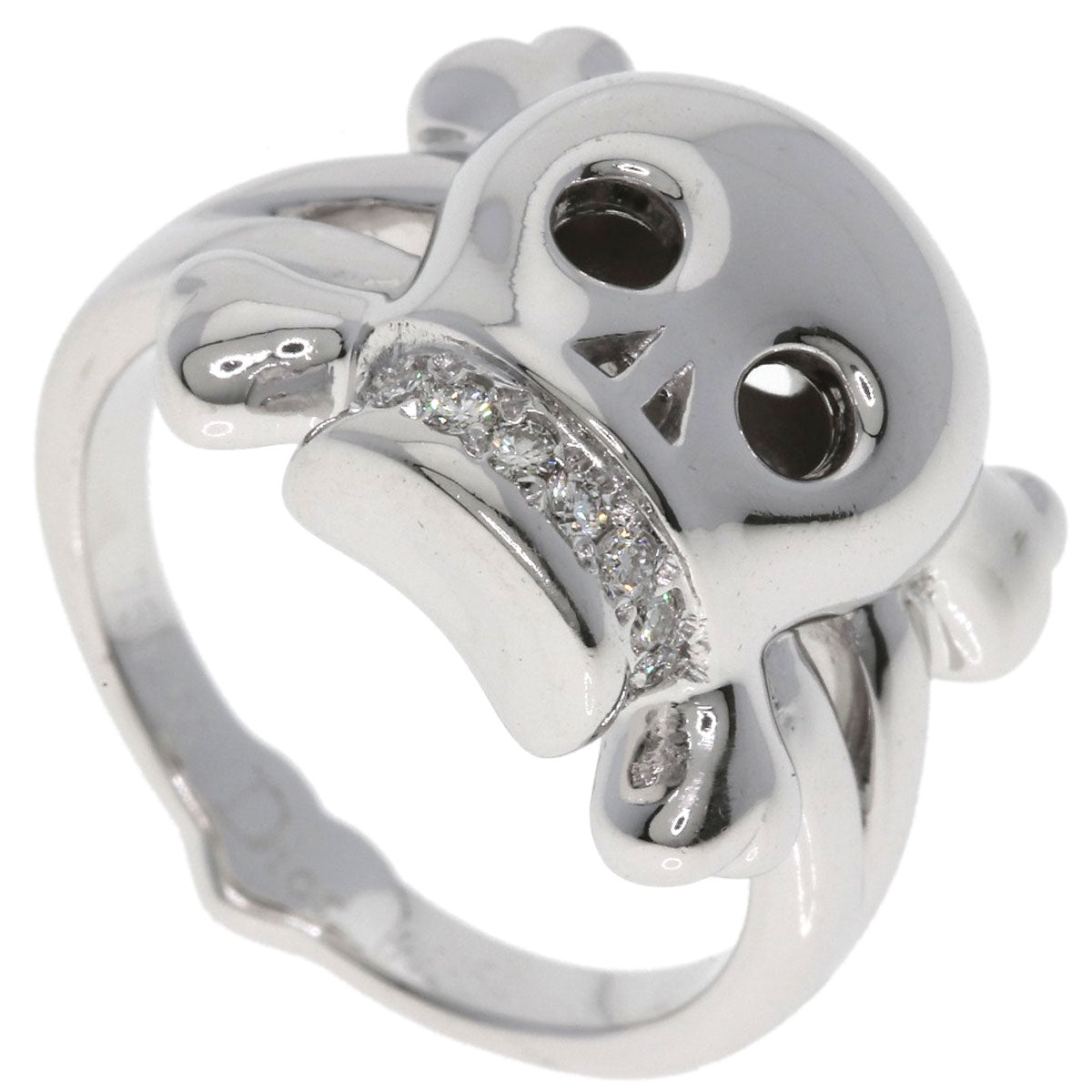 Dior Tete de Mort Skull Diamond #55 Ring K18 White Gold Ladies [Used]