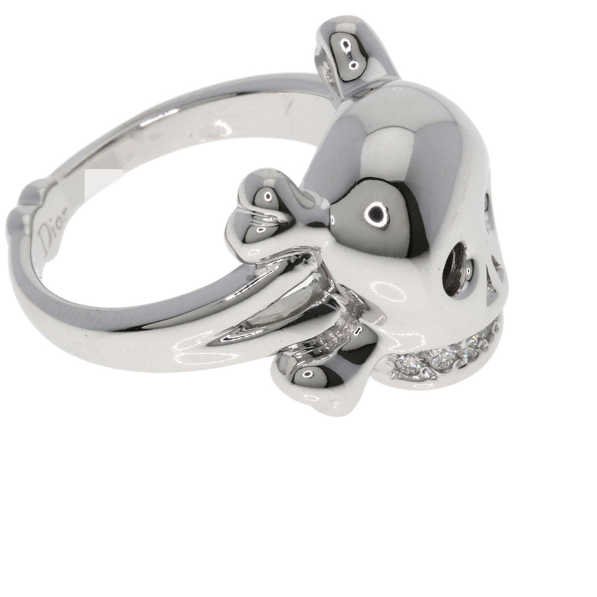 Dior Tete de Mort Skull Diamond #55 Ring K18 White Gold Ladies [Used]