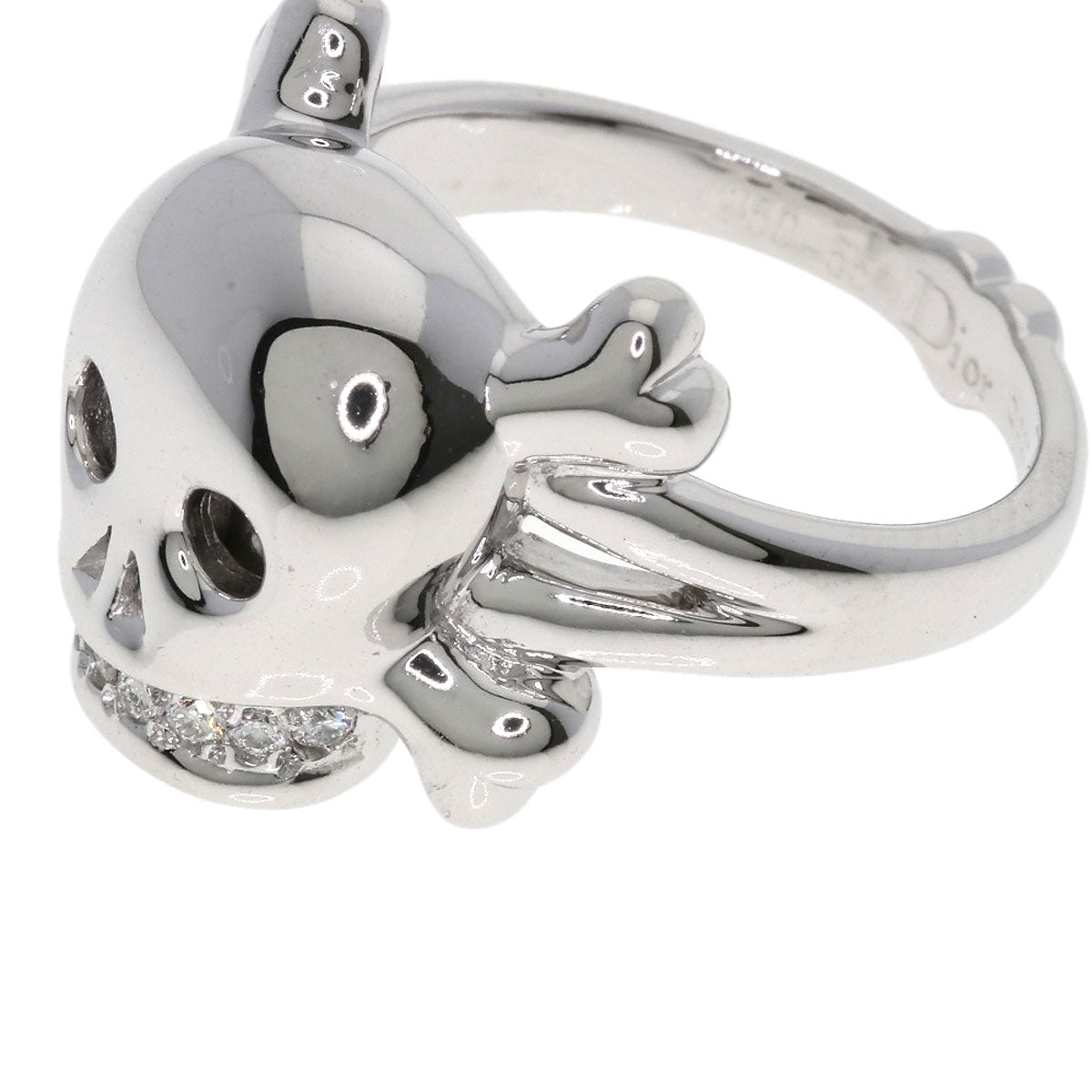 Dior Tete de Mort Skull Diamond #55 Ring K18 White Gold Ladies [Used]