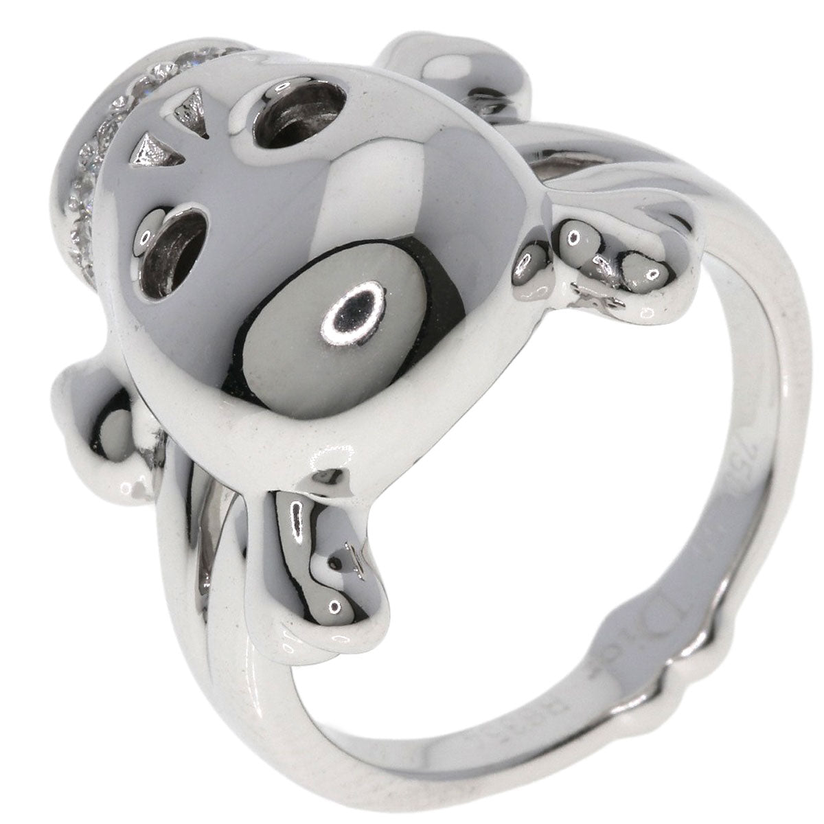 Dior Tete de Mort Skull Diamond #55 Ring K18 White Gold Ladies [Used]