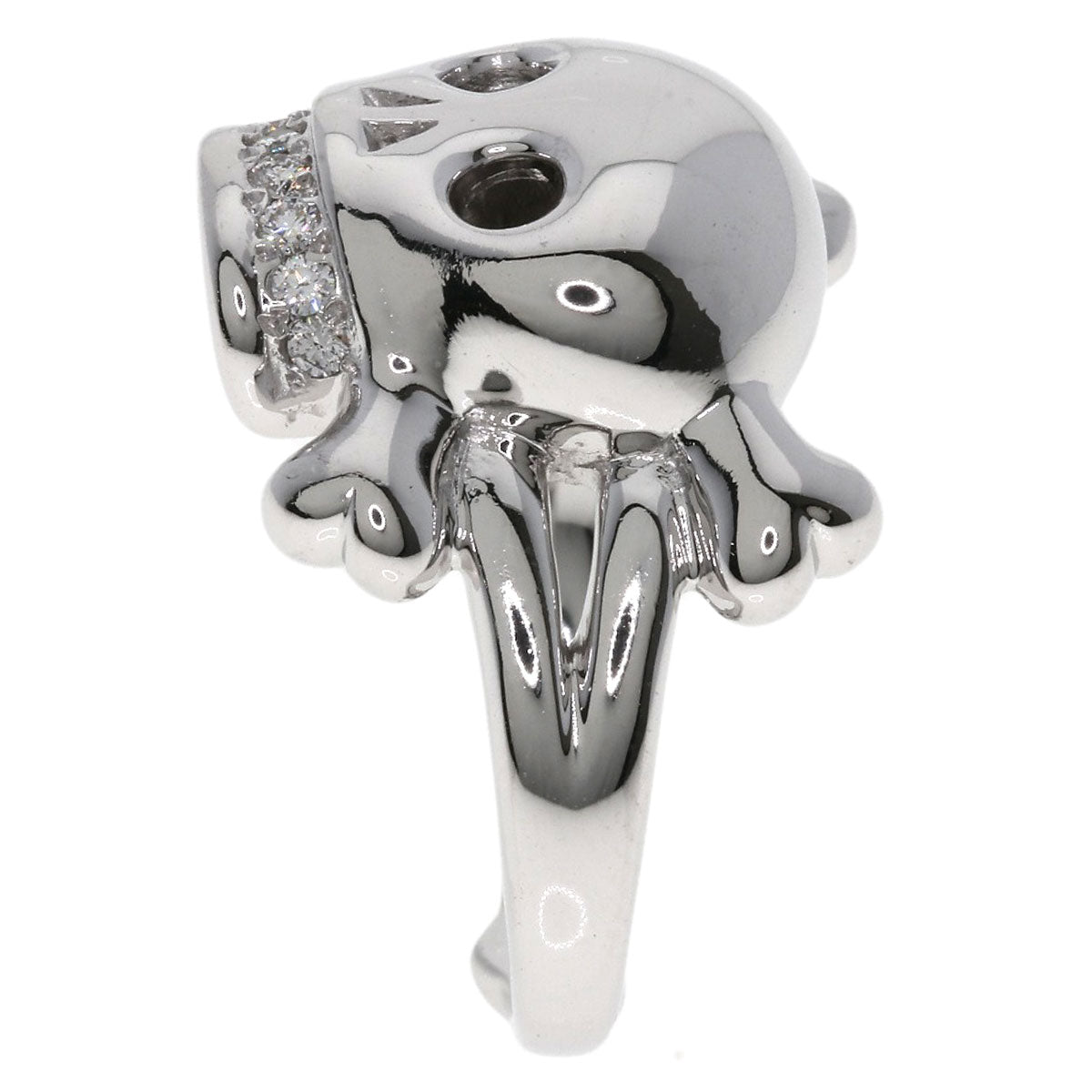 Dior Tete de Mort Skull Diamond #55 Ring K18 White Gold Ladies [Used]