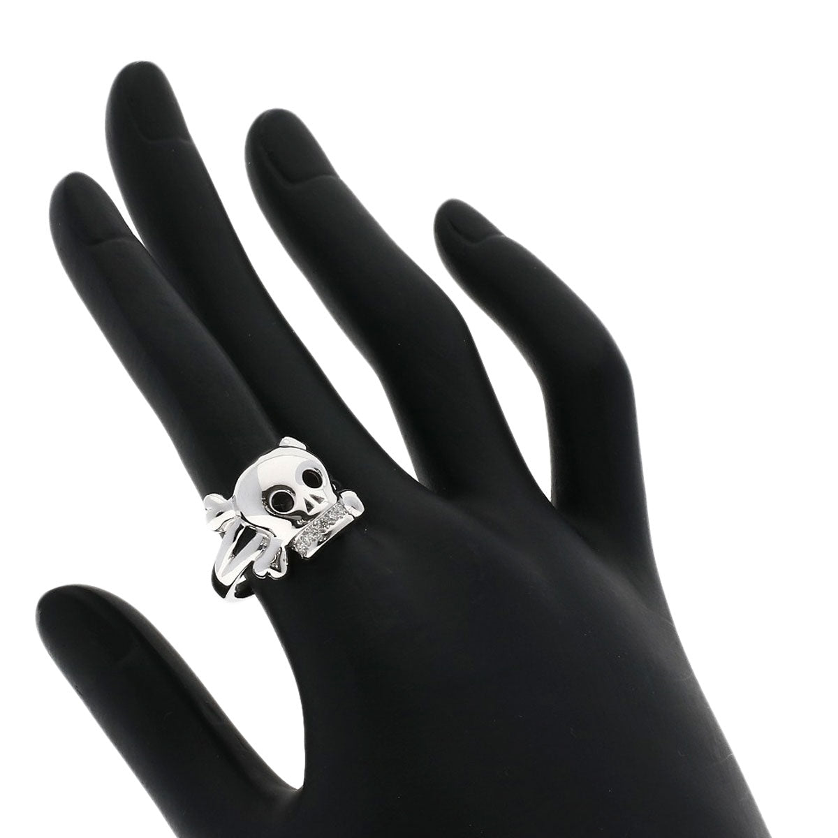 Dior Tete de Mort Skull Diamond #55 Ring K18 White Gold Ladies [Used]