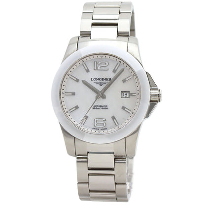 LONGINES Conquest White Ceramic Watches L3.657.4 Stainless Steel/Stainless Steel mens