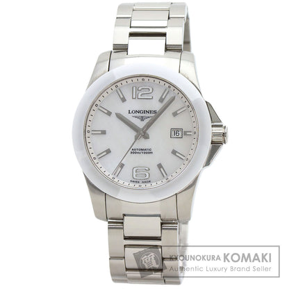 LONGINES Conquest White Ceramic Watches L3.657.4 Stainless Steel/Stainless Steel mens