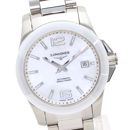 LONGINES Conquest White Ceramic Watches L3.657.4 Stainless Steel/Stainless Steel mens