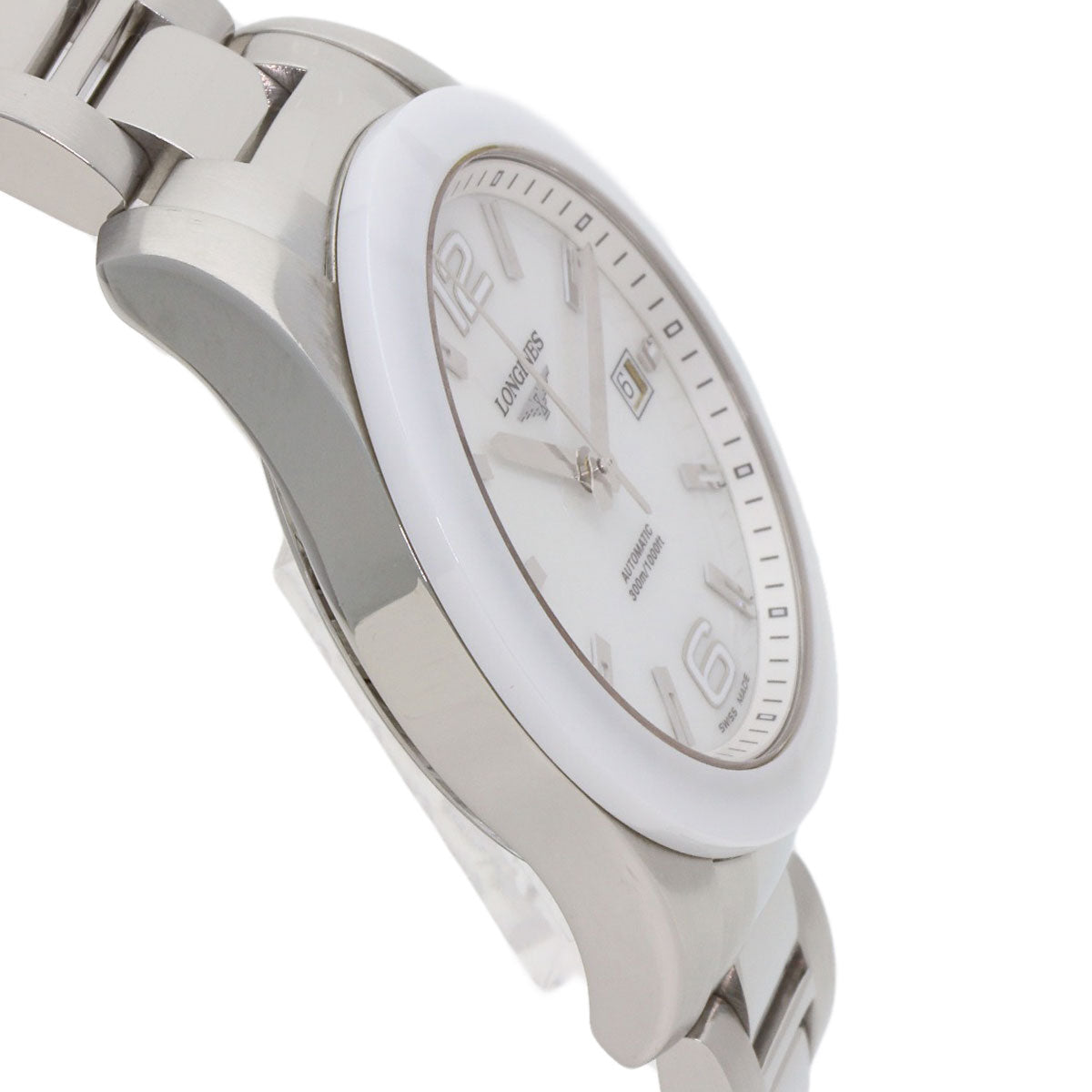 LONGINES Conquest White Ceramic Watches L3.657.4 Stainless Steel/Stainless Steel mens