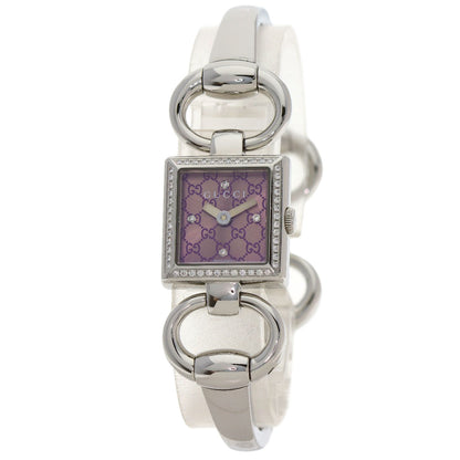 グッチ 120.00 トルナヴォーニ 4P ベゼル ダイヤモンド 腕時計 ステンレススチール/SS レディース 【中古】【GUCCI】