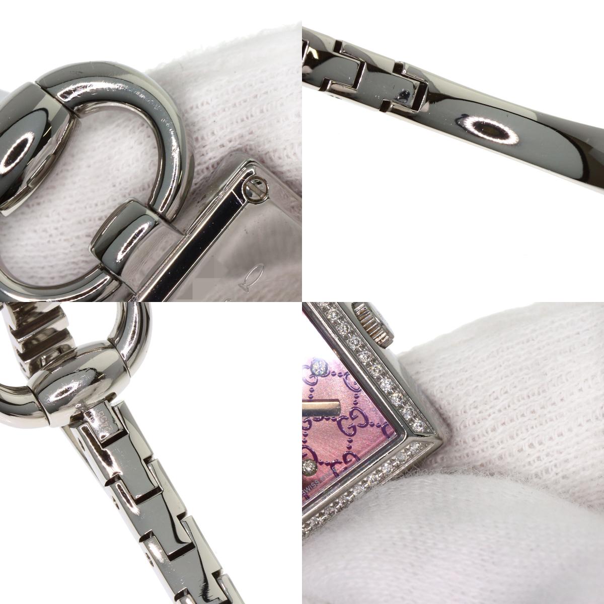 グッチ 120.00 トルナヴォーニ 4P ベゼル ダイヤモンド 腕時計 ステンレススチール/SS レディース 【中古】【GUCCI】