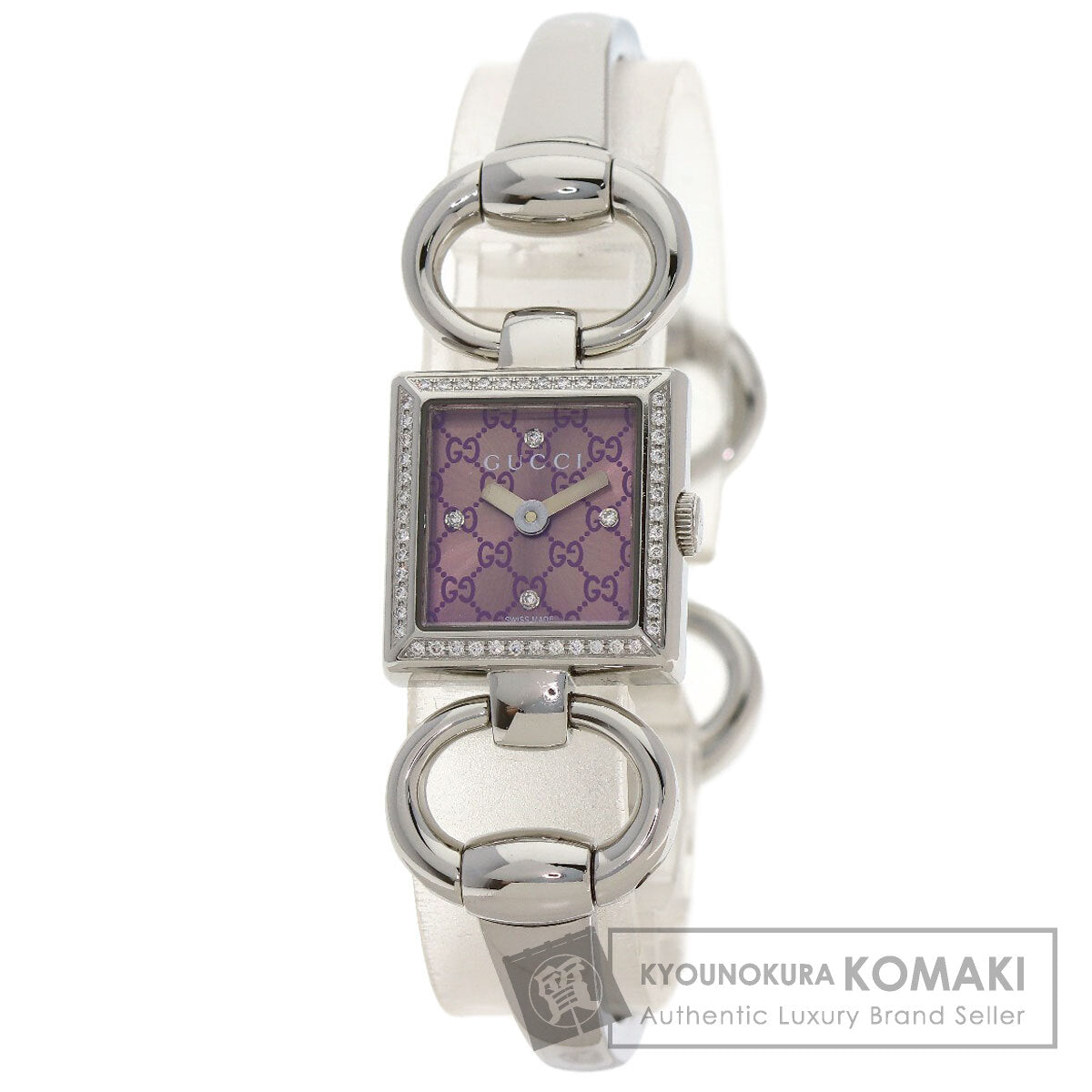 グッチ 120.00 トルナヴォーニ 4P ベゼル ダイヤモンド 腕時計 ステンレススチール/SS レディース 【中古】【GUCCI】