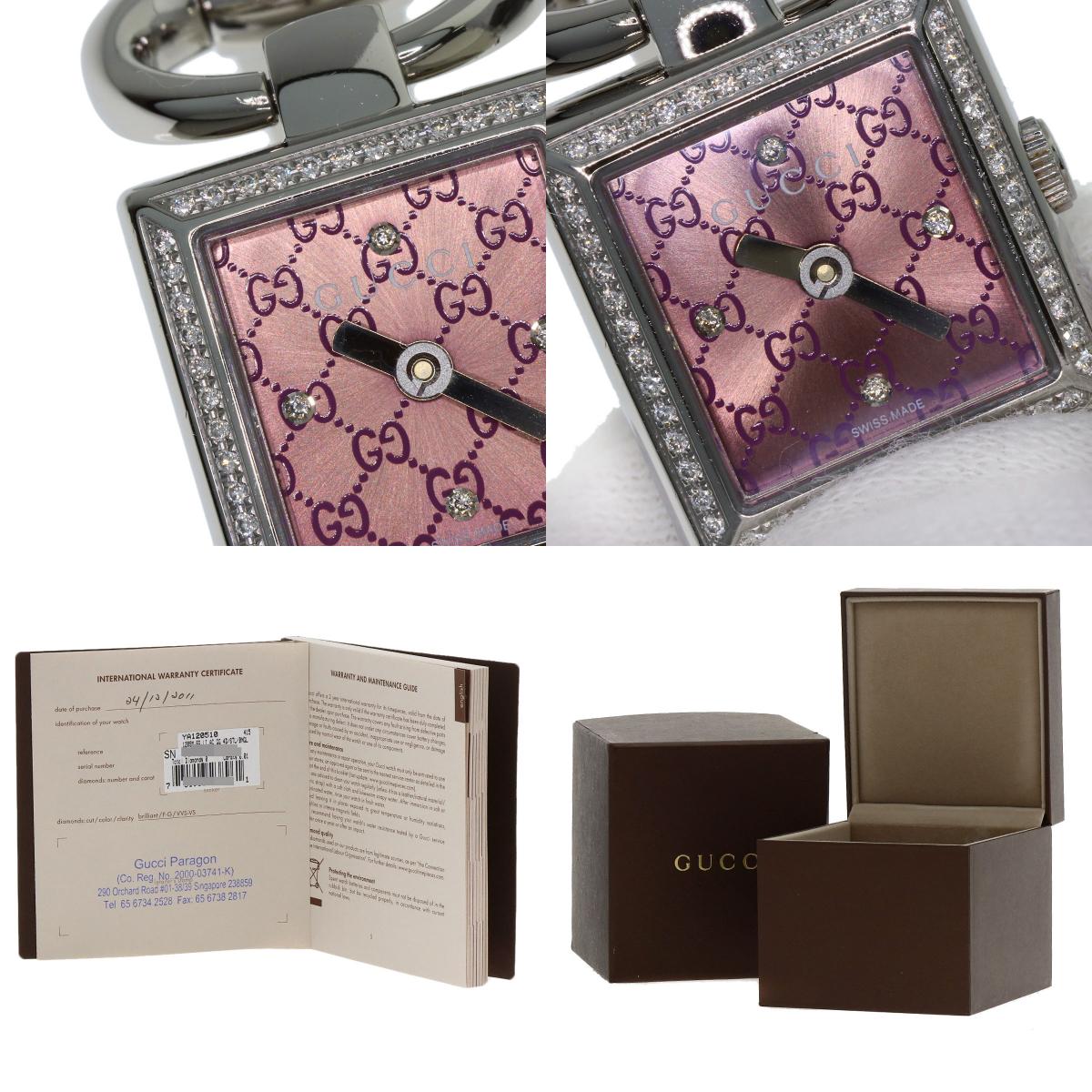 グッチ 120.00 トルナヴォーニ 4P ベゼル ダイヤモンド 腕時計 ステンレススチール/SS レディース 【中古】【GUCCI】