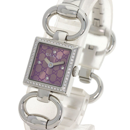 グッチ 120.00 トルナヴォーニ 4P ベゼル ダイヤモンド 腕時計 ステンレススチール/SS レディース 【中古】【GUCCI】