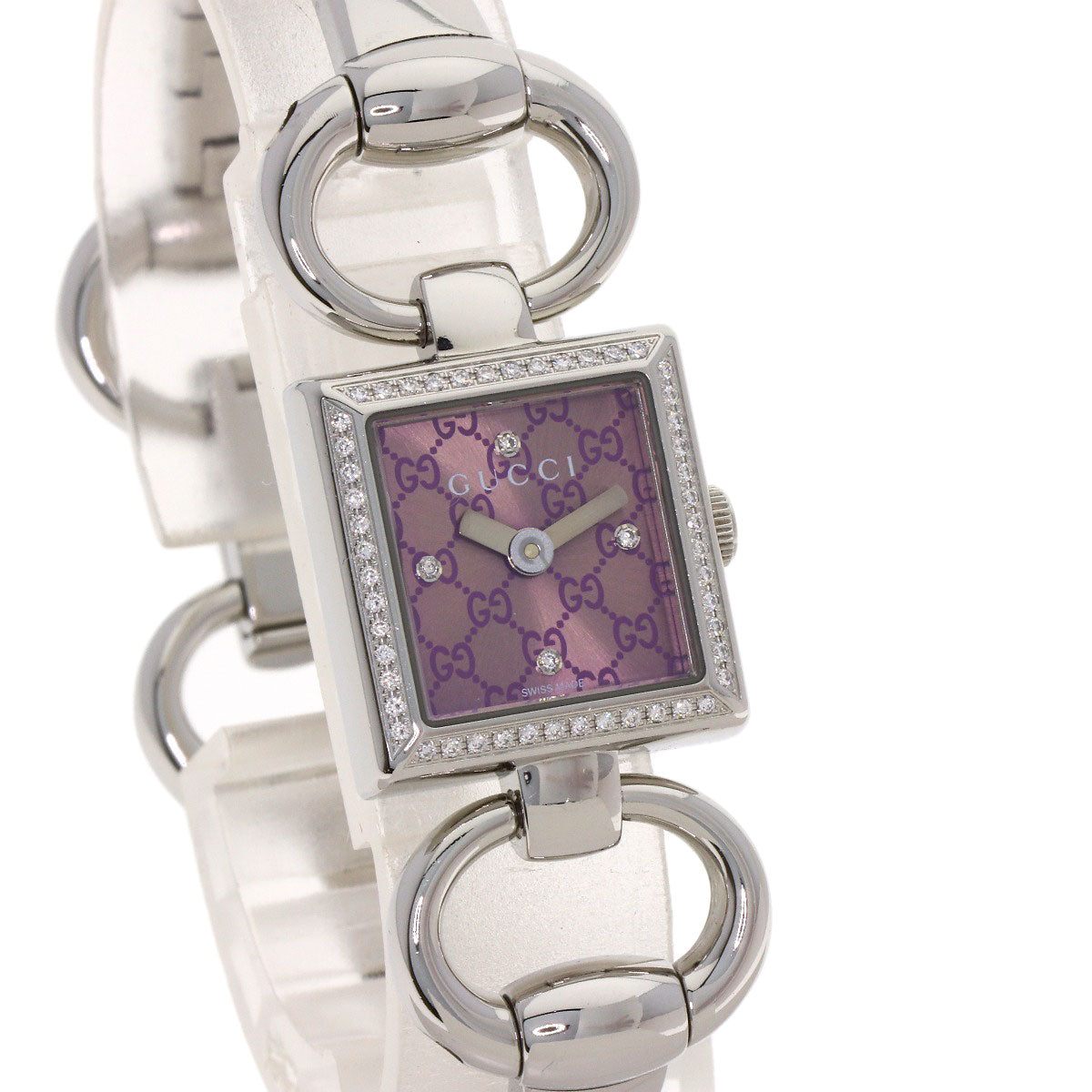 グッチ 120.00 トルナヴォーニ 4P ベゼル ダイヤモンド 腕時計 ステンレススチール/SS レディース 【中古】【GUCCI】
