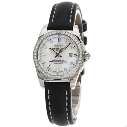 BREITLING Galactic 29 8P Bezel Diamond Watches A72348 Stainless Steel/Leather Ladies