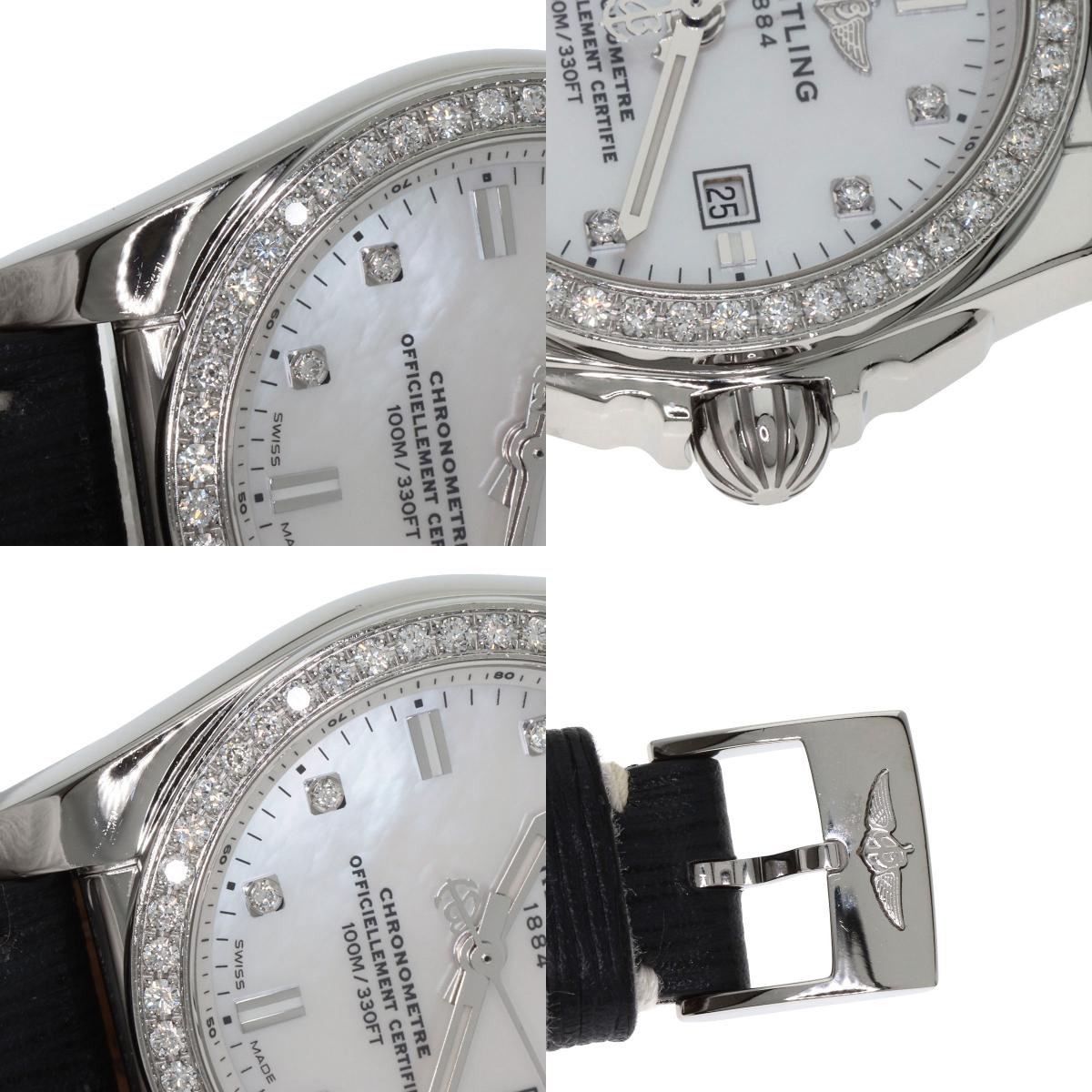 BREITLING Galactic 29 8P Bezel Diamond Watches A72348 Stainless Steel/Leather Ladies