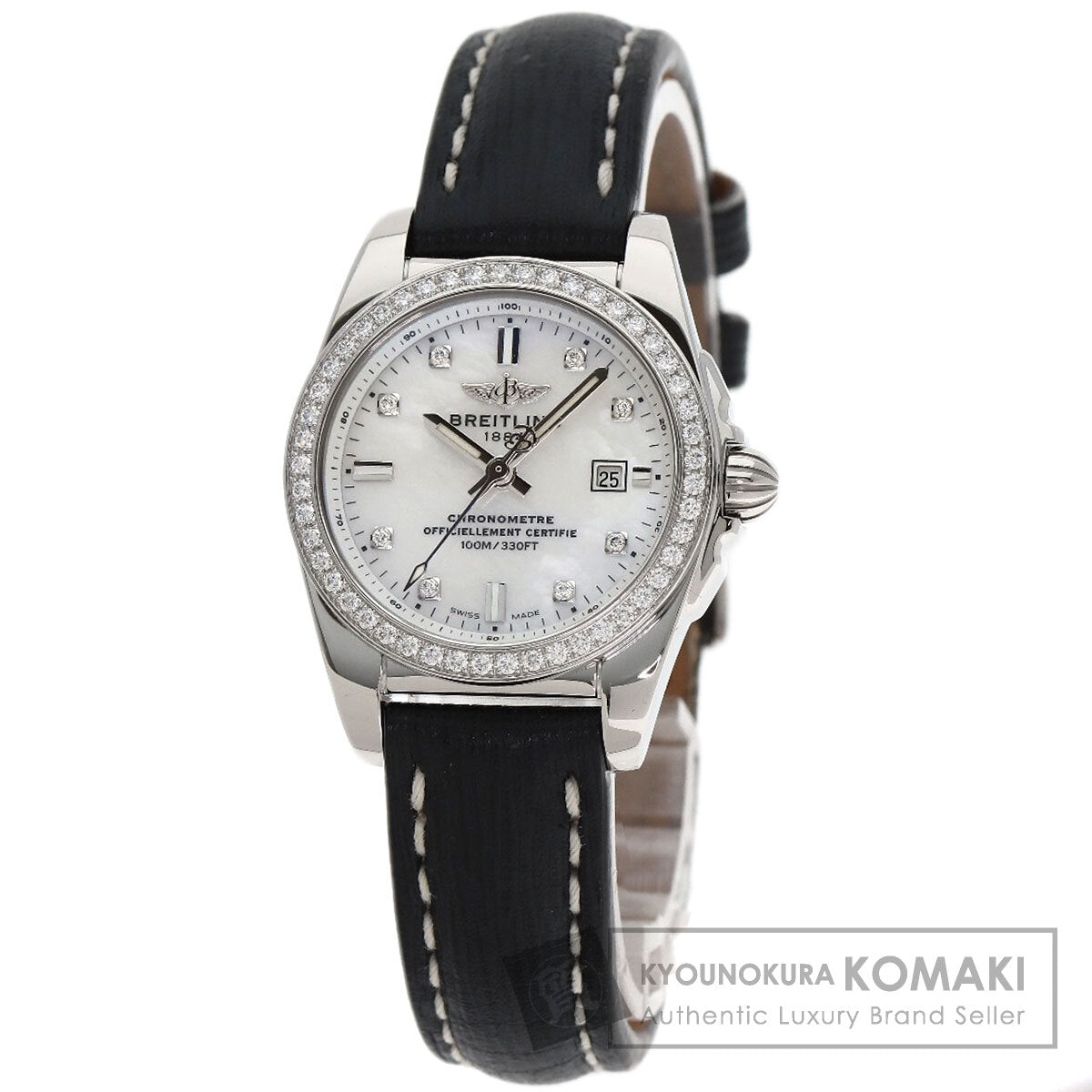 BREITLING Galactic 29 8P Bezel Diamond Watches A72348 Stainless Steel/Leather Ladies