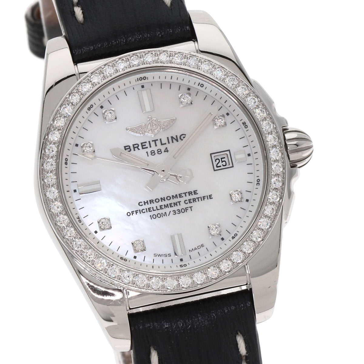 BREITLING Galactic 29 8P Bezel Diamond Watches A72348 Stainless Steel/Leather Ladies