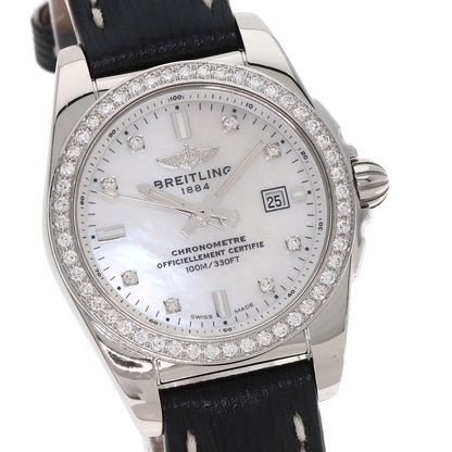 BREITLING Galactic 29 8P Bezel Diamond Watches A72348 Stainless Steel/Leather Ladies