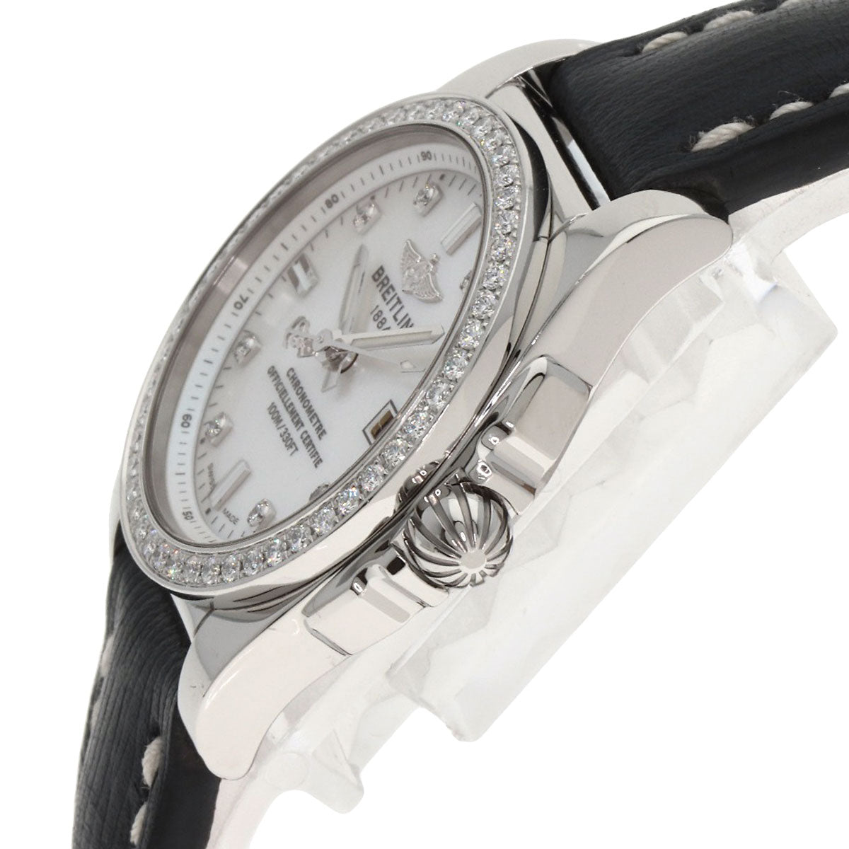 BREITLING Galactic 29 8P Bezel Diamond Watches A72348 Stainless Steel/Leather Ladies