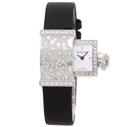 Van Cleef & Arpels Secret Dantelle Watches WRWF01E8 K18 White Gold/Satin & Leather Ladies