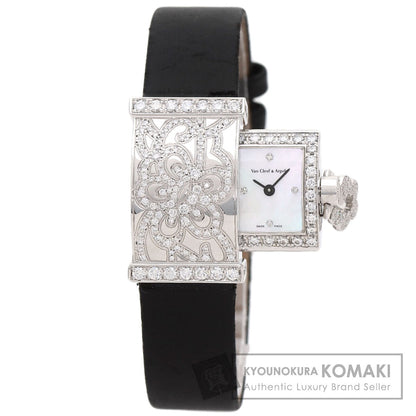 Van Cleef & Arpels Secret Dantelle Watches WRWF01E8 K18 White Gold/Satin & Leather Ladies