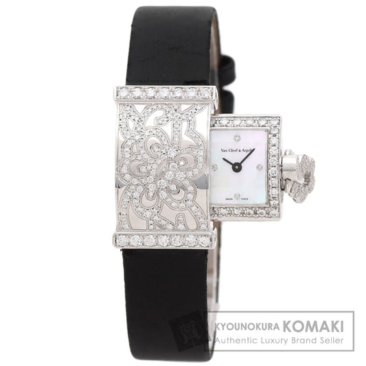 Van Cleef & Arpels Secret Dantelle Watches WRWF01E8 K18 White Gold/Satin & Leather Ladies