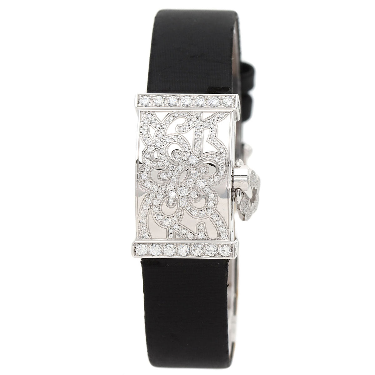 Van Cleef & Arpels Secret Dantelle Watches WRWF01E8 K18 White Gold/Satin & Leather Ladies