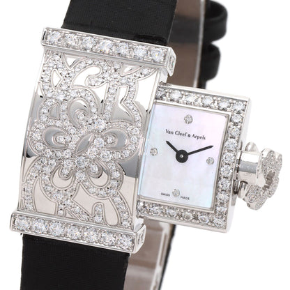 Van Cleef & Arpels Secret Dantelle Watches WRWF01E8 K18 White Gold/Satin & Leather Ladies