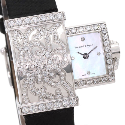 Van Cleef & Arpels Secret Dantelle Watches WRWF01E8 K18 White Gold/Satin & Leather Ladies
