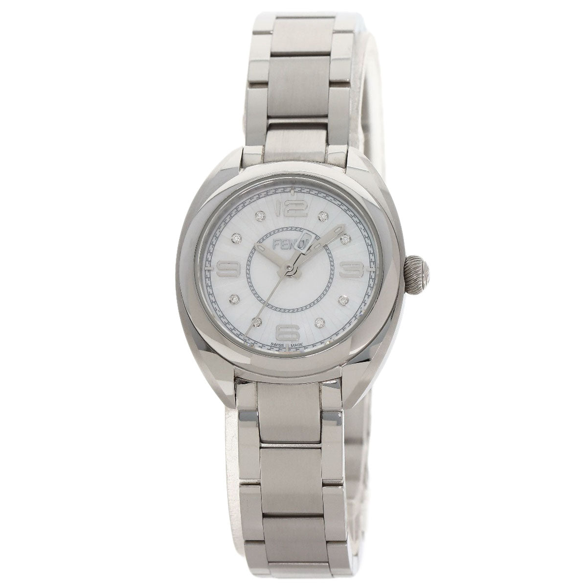 FENDI Moment 8P Diamond Watches 21000S Stainless Steel/Stainless Steel Ladies