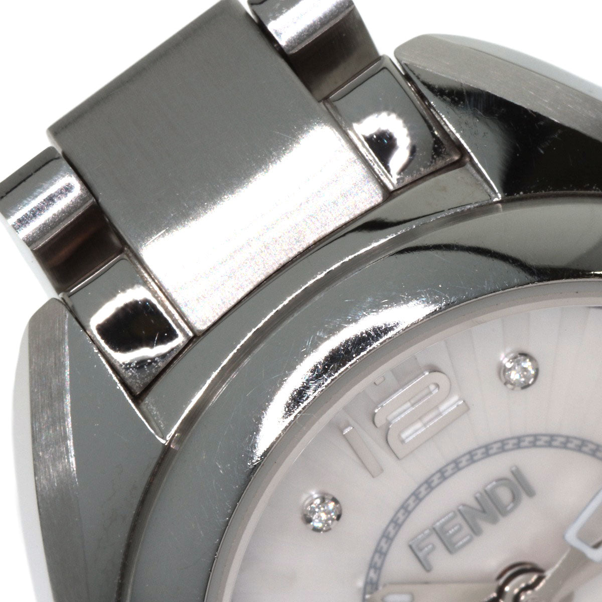 FENDI Moment 8P Diamond Watches 21000S Stainless Steel/Stainless Steel Ladies