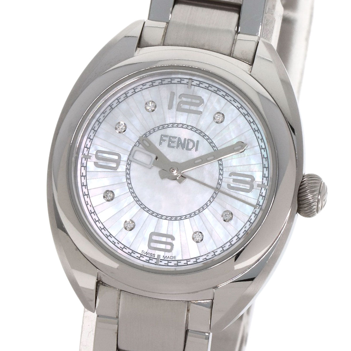FENDI Moment 8P Diamond Watches 21000S Stainless Steel/Stainless Steel Ladies