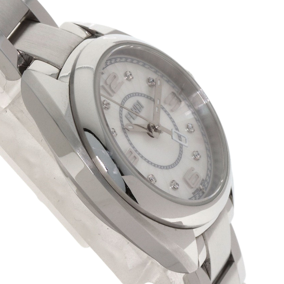 FENDI Moment 8P Diamond Watches 21000S Stainless Steel/Stainless Steel Ladies