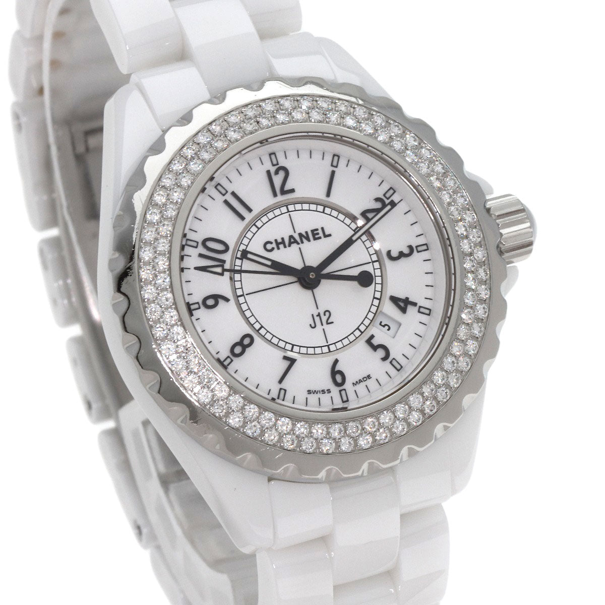 CHANEL J12 1.3" BezelDiamond Watches H0967 Ceramic/Ceramic Ladies