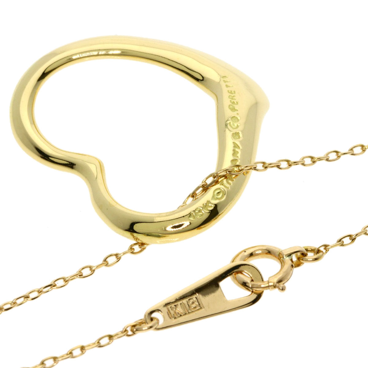 TIFFANY&Co. Open heart Necklace K18 Yellow Gold Ladies [Used]