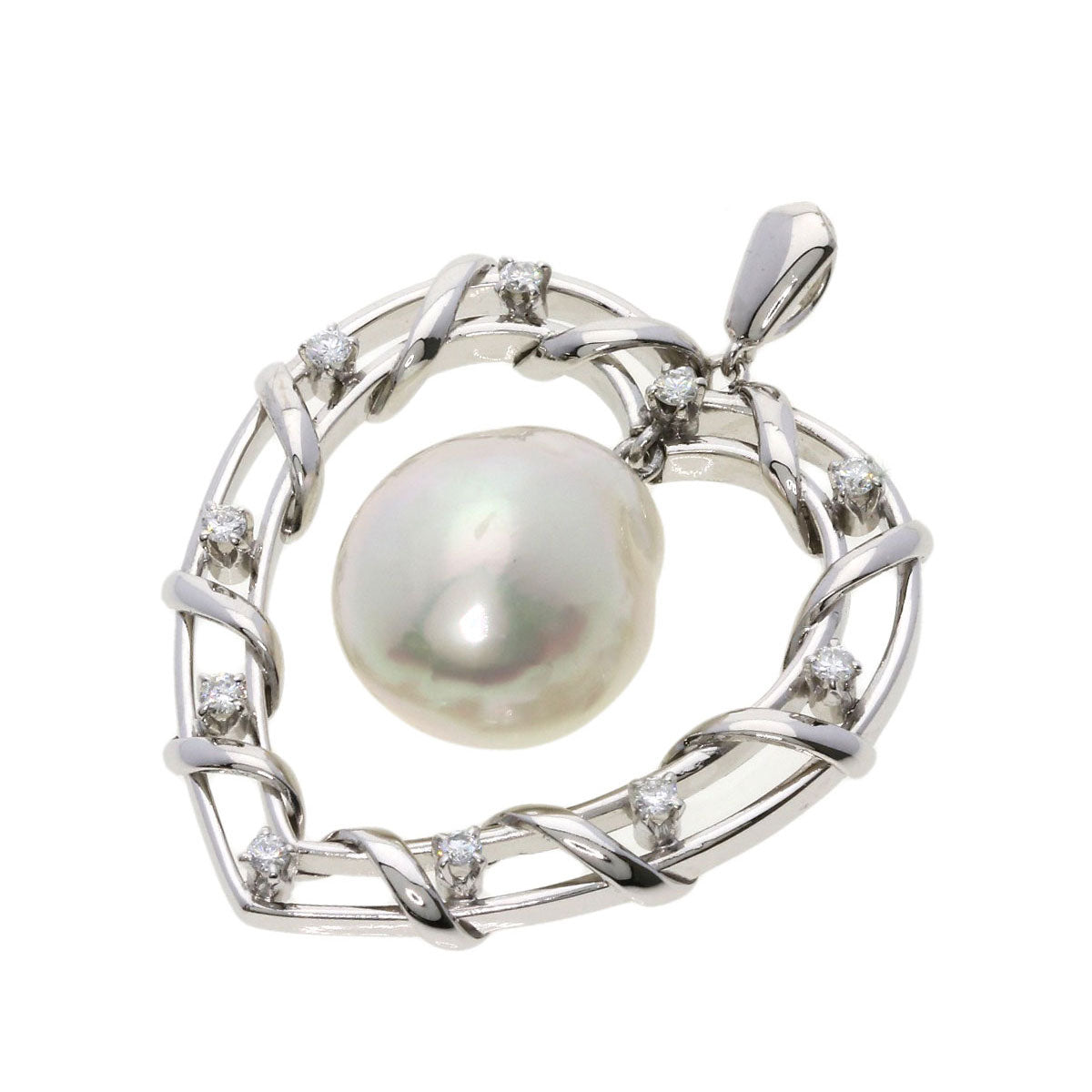 MIKIMOTO Heart Pearl Pearl Pendant top K14 White Gold Ladies [Used]