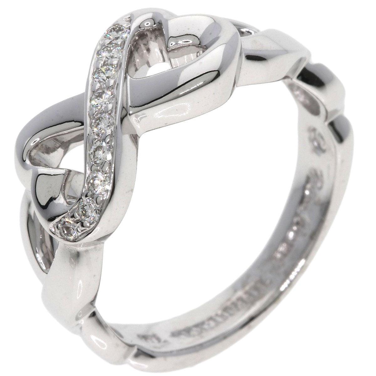 TIFFANY&Co. Double Loving Heart Diamond Ring K18 White Gold Ladies [Used]